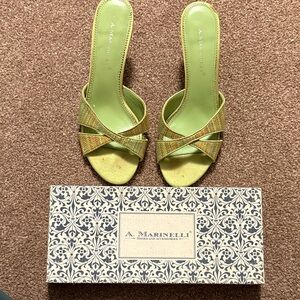 Vintage A. Marinelli Lime Multi Rafia Women's Sandals